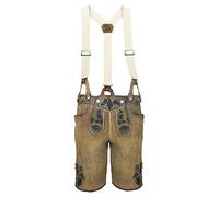 Maddox Damen Lederhose „Verena“ - Kurze Trachtenhose aus Echtleder in Antik Eiche mit Hosenträgern & Stickerei, Wiesn & Volksfest (DE/NL/SE/PL, Numerisch, 42, Regular, Regular, Antik Eiche)