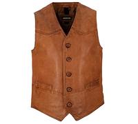 Maddox - Herren Echtleder Lederweste Lammnappa Cognac Größe 62