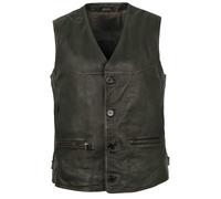 Maddox - Herren Echtleder Lederweste Lammnappa schwarz-beige antik Größe 52