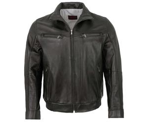 MADDOX - Herren Lederjacke Blouson Lammnappa schwarz : 56