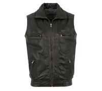 Maddox - Herren Lederweste Lammnappa schwarz-beige Größe 62