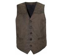 Maddox - Herren Lederweste Lammnubuk Leder dunkelbraun : 56