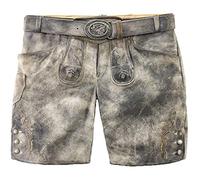 Maddox Kurze Damen Lederhose Dafne mit Gürtel - Nappato Grau Stein - Hochwertige Trachtenhose für Oktoberfest und Kirchweih (DE/NL/SE/PL, Numerisch, 34, Regular, Regular)