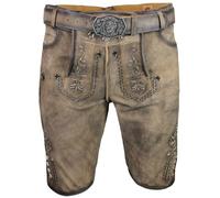 Maddox Kurze Herren Lederhose Zugersee mit Gürtel | Antik R. Zement 52