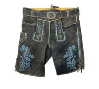 Maddox Kurze Lederhose Burgsee mit Gürtel | Schiefer Blau 64