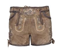 Maddox Lederhose Damen Maila hopfen ZV antik | Kurze Ledershorts aus weichem Ziegenvelours-Leder | Hochwertige Qualität (34)