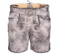 Maddox Lederhose Elisa mit Gürtel Damen | Kurze Ledershort in grau | Ziegenvelours-Leder Gr 40