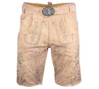 Maddox Lederhose kurz Neuenburg Natur antik mit Gürtel | Ledershort Ziegenvelours Herren | beige hell (DE/NL/SE/PL, Numerisch, 48, Regular, Regular, Natur antik)