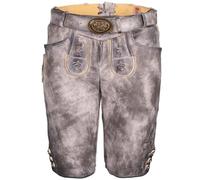 Maddox Lederhose Lisa Damen grau | Knielange Damenlederhose mit Reißverschluss & Gürtel | Ziegenvelours-Leder Gr 36