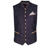 Maddox Trachtenweste Oliver Leinen Herrenweste Tracht Weste blau Bordeaux Kiesel (blau, 46)