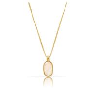 Made by Nami 925 Silber Halskette vergoldet mit Perlmutt-Anhänger und Goldrand 40 + 5 cm Länge Boho Schmuck als Spirituelle Geschenke