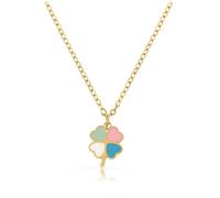 Made by Nami Filigrane Halskette Damen Gold mit Anhänger Herz Blume oder Kleeblatt aus Chirurgischem Edelstahl 40 + 5 cm Gold Schmuck Wasserfester Schmuck Freundschaftsketten (Kleeblatt)
