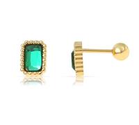 Made by Nami Grüne Edelstein Ohrringe Gold Edelstahl Wasserfester Schmuck Geschenk für Sie (Grün)