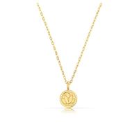Made by Nami Kette Damen Silber oder Gold mit rundem Anhänger Lotus Blume 40 + 5 cm Länge Wasserfest Geschenke für Frauen (Gold)