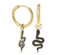 Made by Nami Set Creolen Gold mit Schlangen Anhänger Ohrringe Chirurgenstahl Damen Statement Ohrringe Hängend Festival Schmuck (Schwarz)