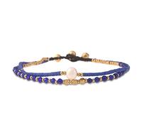 Made by Nami Surfer Fußkettchen mit Perlen Damen & Mädchen - Handmade Festival & Strand Accessoires - Goa Hippie Fußkette - Fußband Bunt Orientalisch (Blue Pearl)