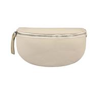 Made in Italy Damen Leder Gürteltasche Crossbody Hüfttasche Bauchtasche Umhängetasche Brusttasche Crossover Bodybag Schultertasche Handytasche Geldtasche OBC Tasche Schminktasche Kosmetiktasche Beige