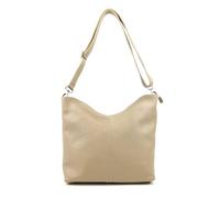 Made in Italy Damen Leder Tasche Umhängetasche Shopper Cross Over Body Bag Handtasche Ledertasche Schultertasche Hobo Bag Beige