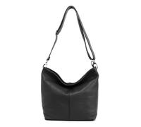 Made in Italy Damen Leder Tasche Umhängetasche Shopper Cross Over Body Bag Handtasche Ledertasche Schultertasche Hobo Bag Schwarz