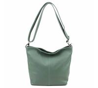 Made in Italy Damen Leder Tasche Umhängetasche Shopper Cross Over Body Bag Handtasche Ledertasche Schultertasche Hobo Bag Mint