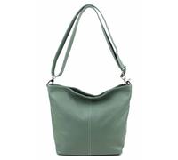 Made in Italy Damen Leder Tasche Umhängetasche Shopper Cross Over Body Bag Handtasche Ledertasche Schultertasche Hobo Bag Mint