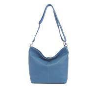 Made in Italy Damen Leder Tasche Umhängetasche Shopper Cross Over Body Bag Handtasche Ledertasche Schultertasche Hobo Bag Jeansblau