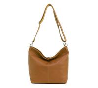 Made in Italy Damen Leder Tasche Umhängetasche Shopper Cross Over Body Bag Handtasche Ledertasche Schultertasche Hobo Bag Cognac