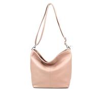 Made in Italy Damen Leder Tasche Umhängetasche Shopper Cross Over Body Bag Handtasche Ledertasche Schultertasche Hobo Bag Altrosa