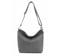 Made in Italy Damen Leder Tasche Umhängetasche Shopper Cross Over Body Bag Handtasche Ledertasche Schultertasche Hobo Bag Grau