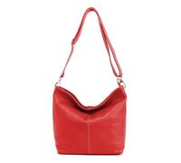 Made in Italy Damen Leder Tasche Umhängetasche Shopper Cross Over Body Bag Handtasche Ledertasche Schultertasche Hobo Bag Rot