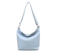 Made in Italy Damen Leder Tasche Umhängetasche Shopper Cross Over Body Bag Handtasche Ledertasche Schultertasche Hobo Bag Hellblau