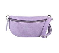 Made in Italy OBC Damen Leder Tasche Gürteltasche Crossbody Hüfttasche Bauchtasche Hüfttasche Umhängetasche Cross-Over Bodybag Schultertasche Handytasche Geldtasche (Flieder (Wildleder))