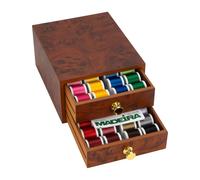 Madeira Polyneon No.40 Garnschatulle klein (48 Spulen à 400 m/ Wurzelholz-Optik)