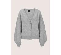 MADELEINE "Cardigan Elegante Strickjacke mit Ajour-Muster" Ballonärmel (12244460-40) silbergrau, wollweiß, melange