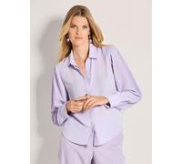 Langarmbluse MADELEINE "Hemdbluse Blusenshirt mit Plisseeärmeln", Damen, Gr. 42, lila (hellamethyst), Obermaterial: 100% Polyester PES., Modern, gerade, Blusen, Bluse mit leicht gerundetem Saum (25988