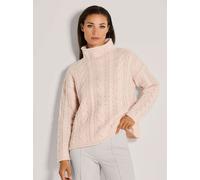 Longpullover MADELEINE "Strickpullover Stilvoller Grobstrickpullover mit Zopfmuster", Damen, Gr. 48, rosa (puderrosé), Obermaterial: 90% Schurwolle WV. 10% Kaschmir WS., Modern, Pullover Longpullover,