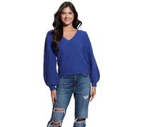Madeline Strukturierter Pullover mit V-Ausschnitt, Surfing Blue, Klein