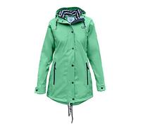 MADSea Damen Regenmantel Friesennerz 620 | halblanger wasserdichter Regenparka | winddicht mit maritimen, weiß/blauen Innenfutter, Lindgrün, Größe:38