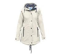 MADSea Damen Regenmantel Friesennerz 620 | halblanger wasserdichter Regenparka | winddicht mit maritimen, weiß/blauen Innenfutter, Sand, Größe:38