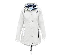 MADSea Damen Regenmantel Friesennerz 620 | halblanger wasserdichter Regenparka | winddicht mit maritimen, weiß/blauen Innenfutter, Weiß, Größe:40