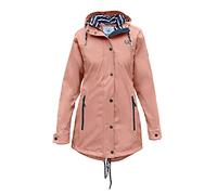 MADSea Damen Regenmantel Friesennerz Maritime Regenjacke Gestreiftes Innenfutter, Farbe:Rosa, Größe:42
