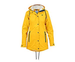 MADSea Damen Regenmantel Friesennerz mit Teddyfleece warm gefüttert Regenjacke wasserdicht, Farbe:gelb, Größe:46