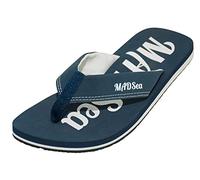 MADSea Herren Damen Zehenstegpantolette Wave | Flip Flops Zehentrenner Sandale Strand Sommer | dunkelblau weiß, Farbe:dunkelblau/weiß, Größe:37 EU
