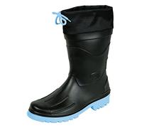 MADSea Herren Jungen Regenstiefel Hannes | wasserdichter, ungefütterter Halbschaft schwarzer Gummistiefel | mit verschnürbarer Nylonstulpe hellblauen Sohle, 46 EU