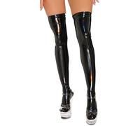 Maeau Damen Strümpfe Halterlose Latex Socken Glänzendes Strumpfhosen Oberschenkel Ledersocken Wet Look Glatte Kniestrümpfe Stretch Nachtclub Damenstrümpfe L