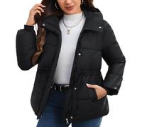 Maeau Damen Winter Jacke Gefütterte Stehkragen Kapuzenjacke Leicht Tunnelzug Steppjacke Baumwolljacke 3XL