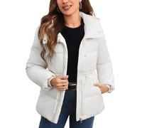 Maeau Damen Winter Jacke Gefütterte Stehkragen Kapuzenjacke Leicht Tunnelzug Steppjacke Baumwolljacke 3XL
