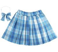 Maeau Faltenrock für Kinder Mädchen Rock Kariert Kurz Gefaltete Röcke Plissee Kilt Tartan Rock Elastische Taille Schulmädchen Schuluniform Minirock Schule Tennis Skater mit Shorts Blau 6-7 Jahre 130
