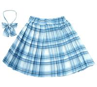 Maeau Faltenrock für Kinder Mädchen Rock Kariert Kurz Gefaltete Röcke Plissee Kilt Tartan Rock Elastische Taille Schulmädchen Schuluniform Minirock Schule Tennis Skater mit Shorts Blau 13 14 Jahre 170