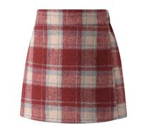 Maeau Mädchen Minirock Warm Tweed Bleistiftrock Karierter Herbst Tweedrock Elastischer Taillen Hüftrock Schulmädchen Freizeitrock mit Innenhose 134-140